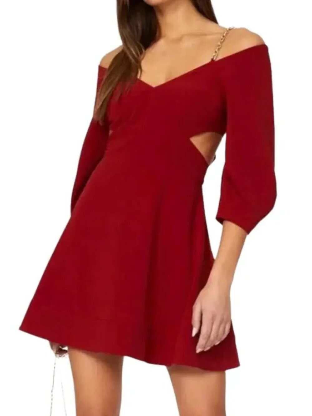 Jonathan SIMKHAI Lyla Chain Detail Dress Red Side Cutouts Mini Cocktail Party 6